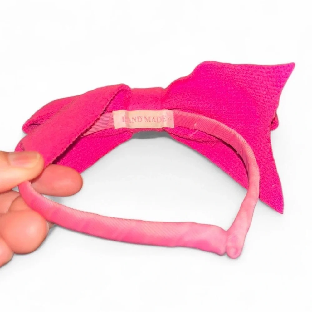 Handmade Bright Pink Bow Headband